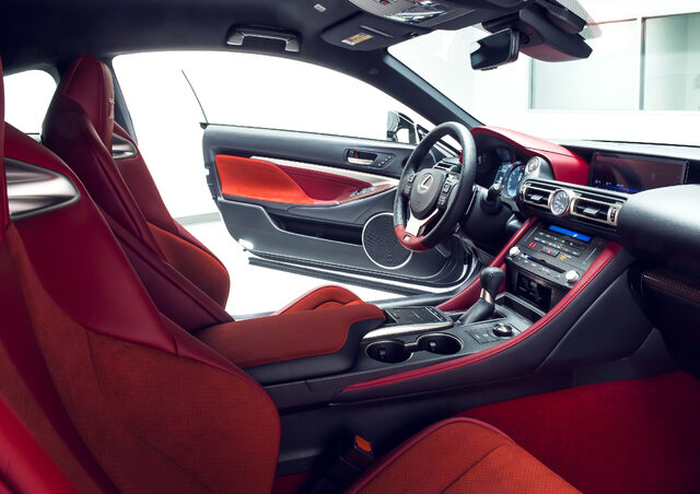 2020 Lexus RC F, red leather interior driver side view