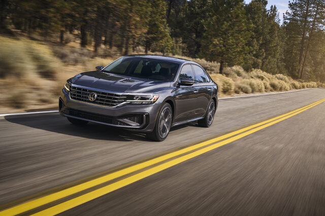2020 Volkswagen Passat Side Profile in Motion on Highway