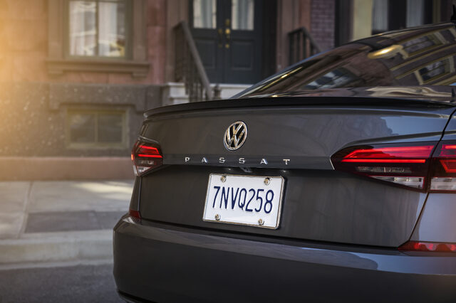 2020 Volkswagen Passat decklid badge and taillight detail on city street