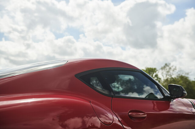2020 Toyota GR Supra roofline and C-pillar fastback coupe detail