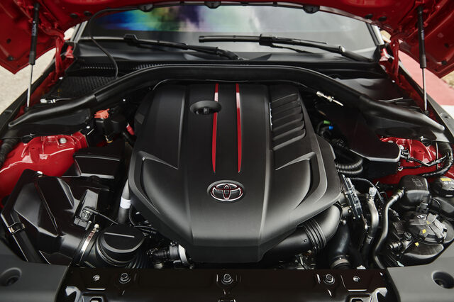 2020 Toyota GR Supra turbocharged inline-six engine bay detail