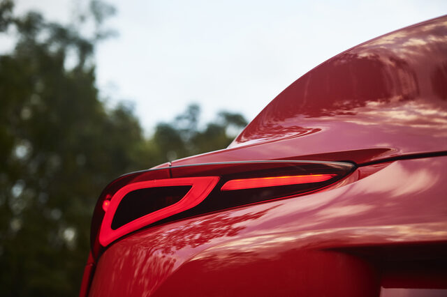 2020 Toyota GR Supra LED taillight angular boomerang design detail