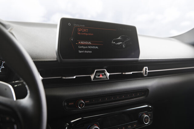2020 Toyota GR Supra Infotainment Screen Showing Sport Driving Mode