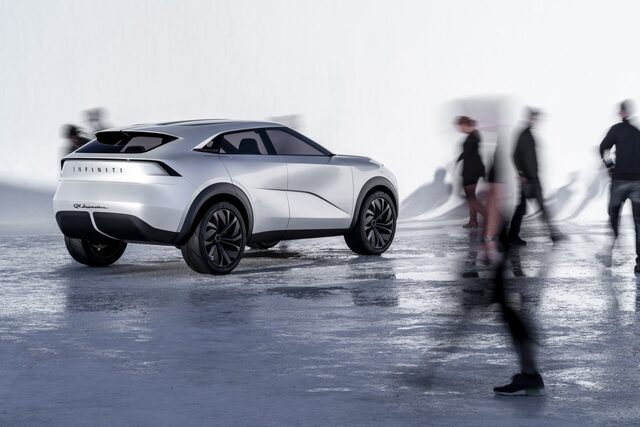Infiniti QX Inspiration Concept three-quarter rear view at auto show reveal