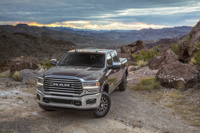 2020 RAM 2500 HD [front 3/4 desert mesa dusk]