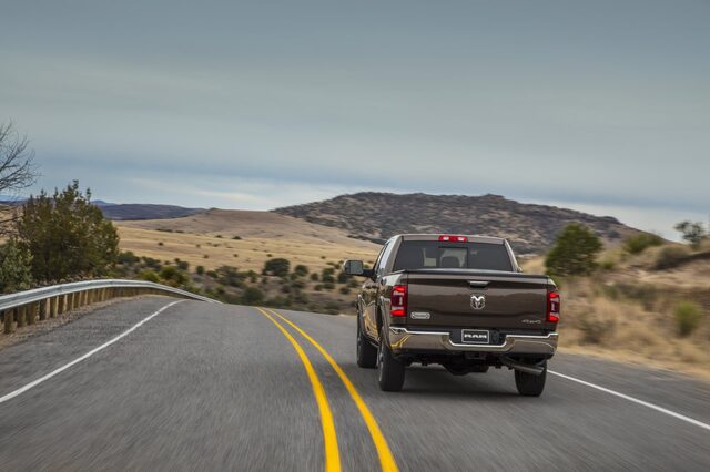 2020 RAM 2500 HD driving [rear highway desert]