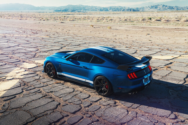 2020 Ford Mustang Shelby GT500 – Rear Aerial on Dry Lakebed [blue]