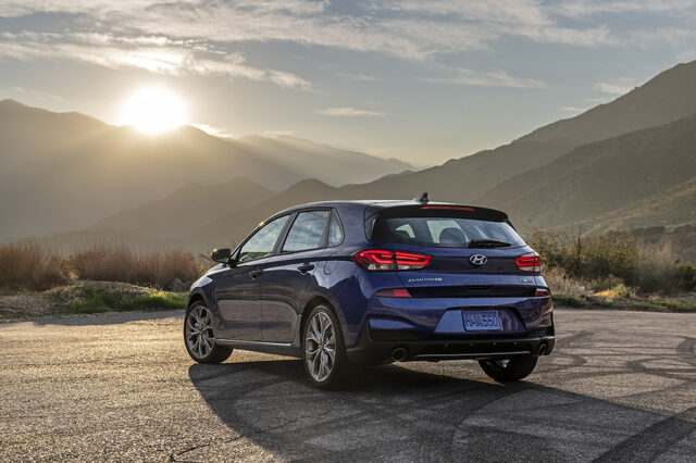 2019 Hyundai Elantra GT N-Line Rear View at Sunset