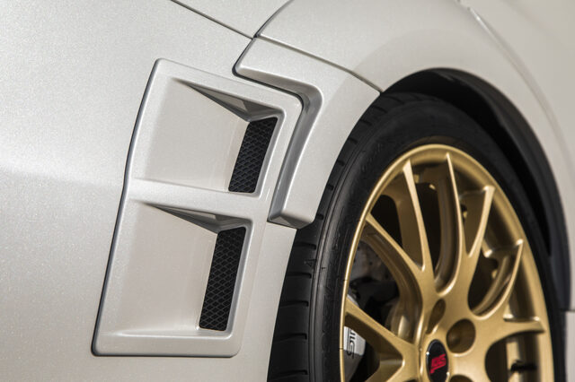 2019 Subaru WRX STi S209, front fender vents and BBS gold wheel detail