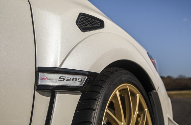 2019 Subaru WRX STi S209, STI S209 fender badge and vent with BBS wheel