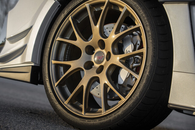 2019 Subaru WRX STi S209, BBS gold forged wheel and Brembo brake closeup