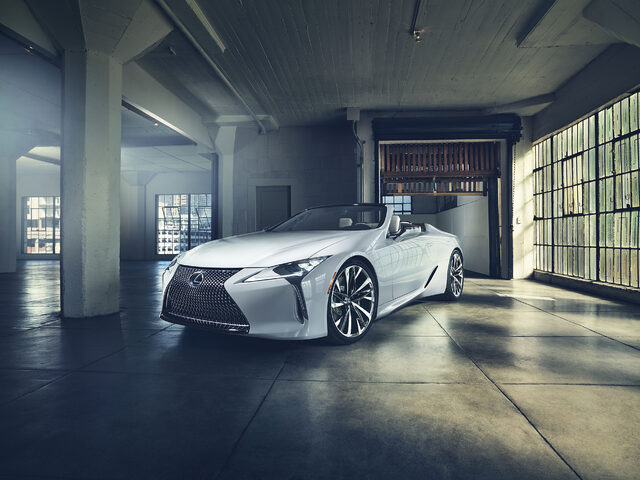 Lexus LC Convertible Concept White Front Three-Quarter Studio Warehouse