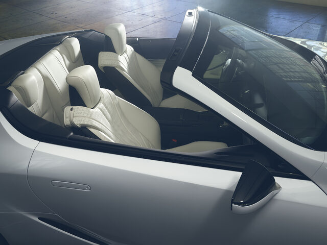 Lexus LC Convertible Concept Cream White Interior Overhead Seat Detail