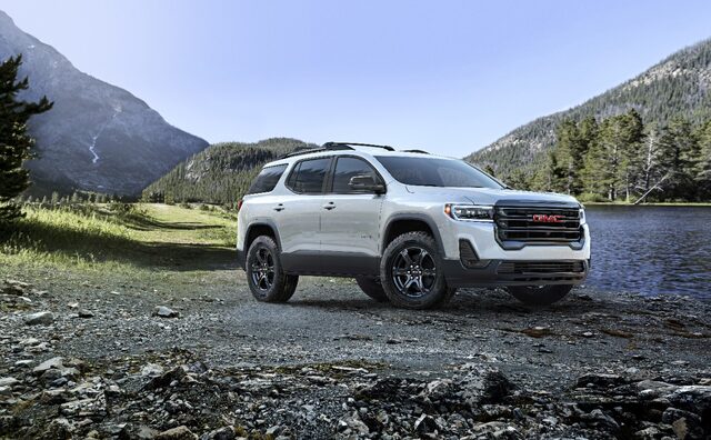2020 GMC Acadia AT4 front three-quarter view outdoors