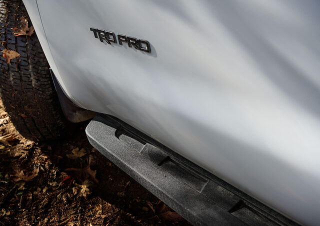 2020 Toyota Sequoia TRD Pro badge and running board side detail