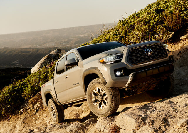 2020 Toyota Tacoma TRD Off-Road Front Three-Quarter View on Rocky Trail