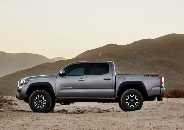 2020 Toyota Tacoma TRD Off-Road 4x4 Side Profile on Desert Terrain