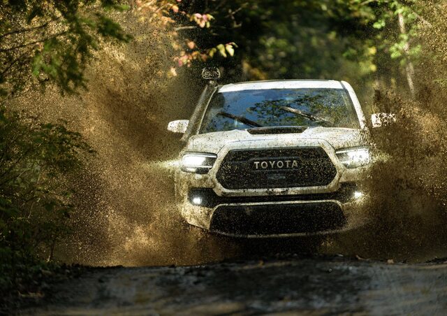 2020 Toyota Tacoma TRD Pro Water Crossing Action Shot — Forest Trail
