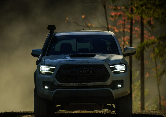 2020 Toyota Tacoma TRD Pro Head-On Night-Style Shot with LED Lights