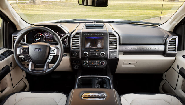 2020 Ford F-Series Super Duty Limited, dashboard with Super Duty badging