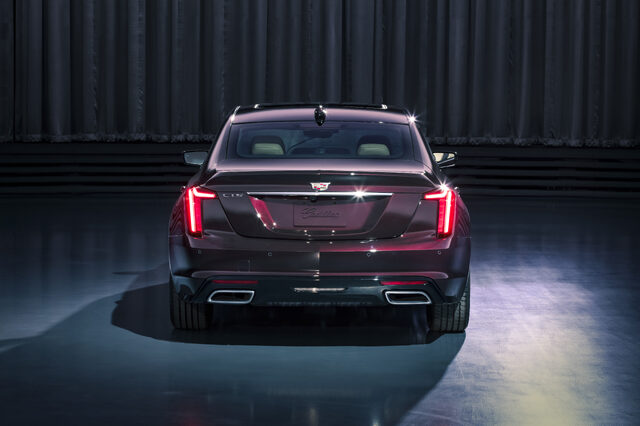 2020 Cadillac CT5 Premium Luxury Full Rear View in Dark Red
