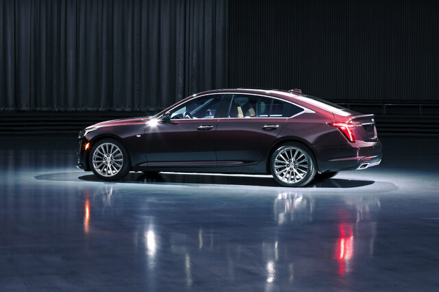 2020 Cadillac CT5 Premium Luxury Side Profile in Dark Red