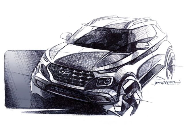 2020 Hyundai Venue exterior design sketch [front three-quarter]