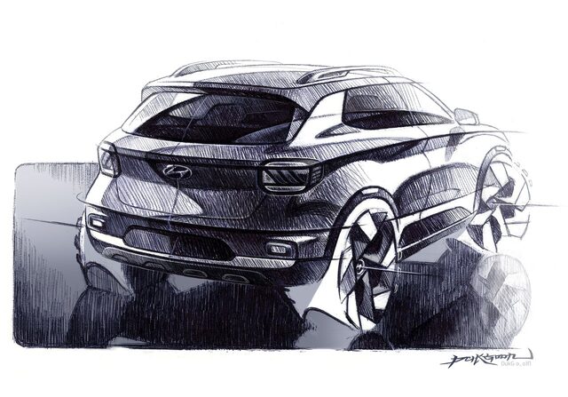 2020 Hyundai Venue exterior design sketch [rear three-quarter]