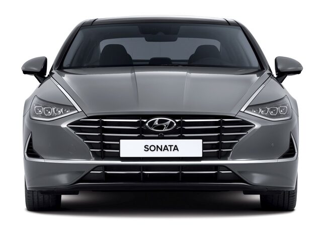 2020 Hyundai Sonata Gray Exterior Direct Front View White Background