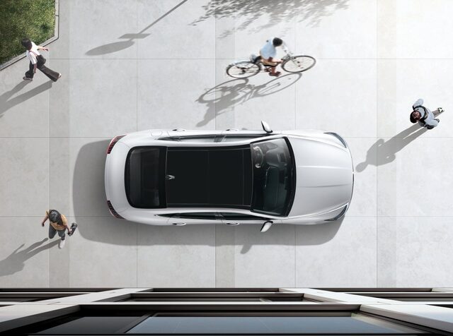 2020 Hyundai Sonata White Exterior Overhead Urban Street View
