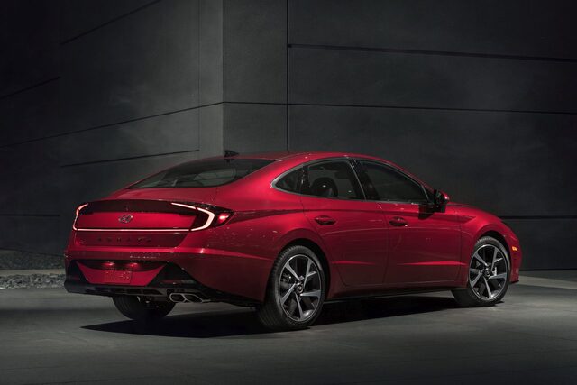 2020 Hyundai Sonata Limited Rear Studio Shot at Night