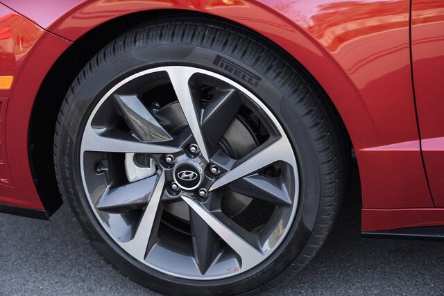 2020 Hyundai Sonata 18-inch alloy wheel with Pirelli tire closeup