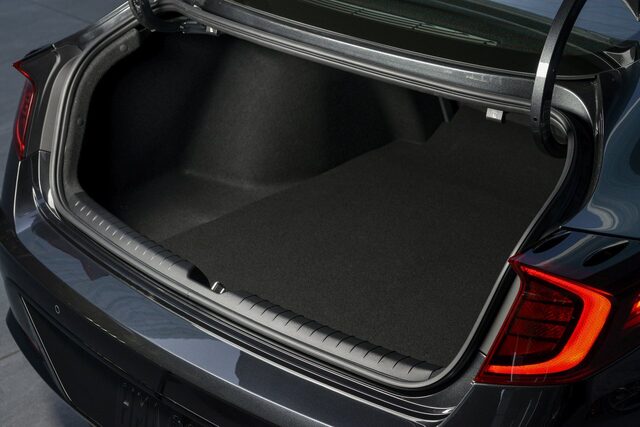 2020 Hyundai Sonata trunk cargo area with lid open showing cargo space