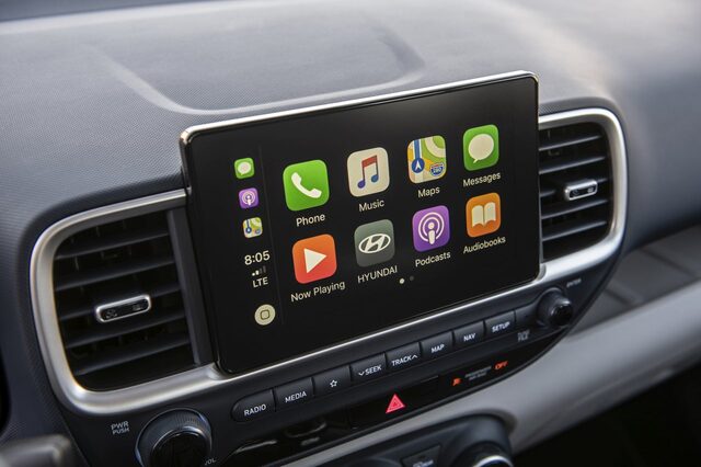 2020 Hyundai Venue SEL infotainment screen showing Apple CarPlay
