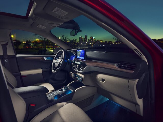 2020 Ford Escape Titanium Interior Cabin Night Shot with Ambient Lighting