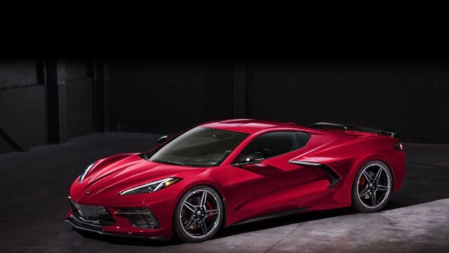 2020 Chevrolet Corvette Stingray C8 Front Three-Quarter Press Photo Torch Red