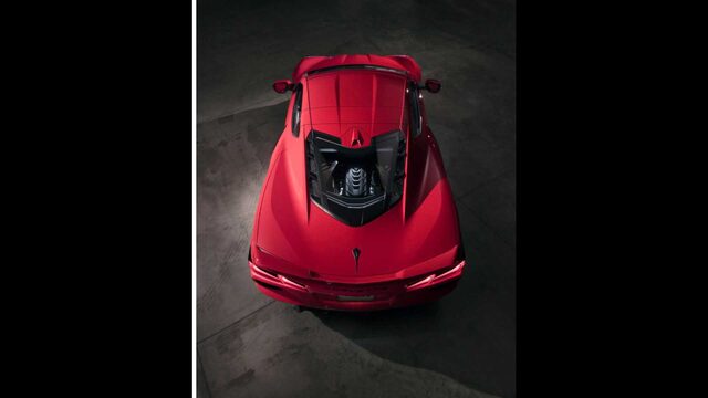 2020 Chevrolet Corvette Stingray C8 Overhead View Mid-Engine LT2 Visible Torch Red