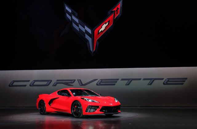 2020 Chevrolet Corvette Stingray C8 Reveal Stage Red Coupe