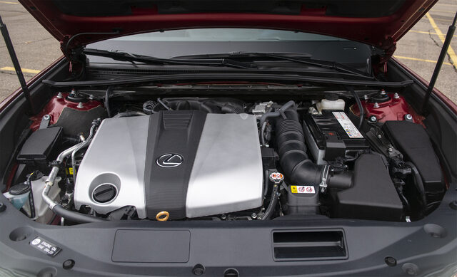 2019 Lexus ES 350 V6 Engine Bay in Matador Red