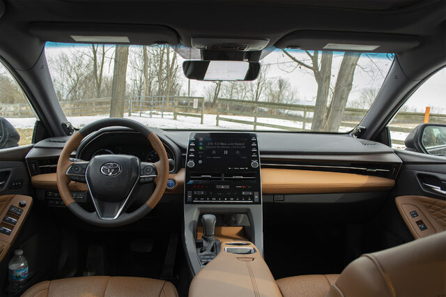 2019 Toyota Avalon Hybrid Limited interior dashboard with tan leather
