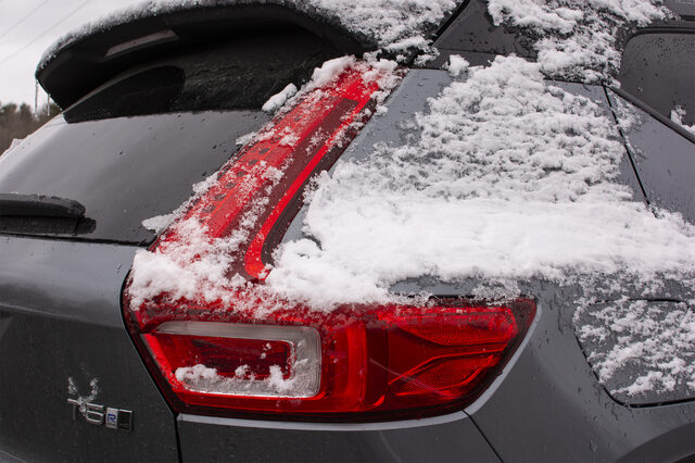 2019 Volvo XC40 R-Design taillight detail in snow