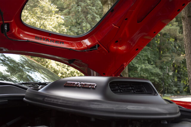 2019 Dodge Challenger R/T Shaker side profile parked at fairground