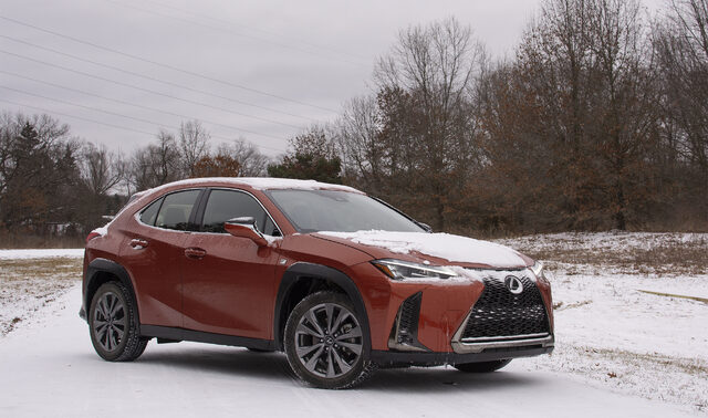 2020 Lexus UX 200 F-Sport front three-quarter view