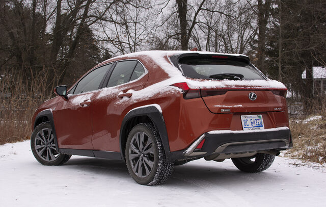 2020 Lexus UX 200 F-Sport rear three-quarter view