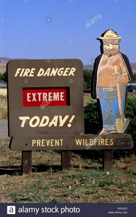 a-forest-service-sign-with-smokey-bear-warning-of-extreme-fire-danger-AXJXJC.jpg