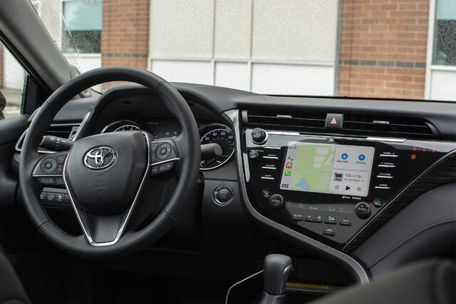 2020 Toyota Camry XLE V6 dashboard and infotainment
