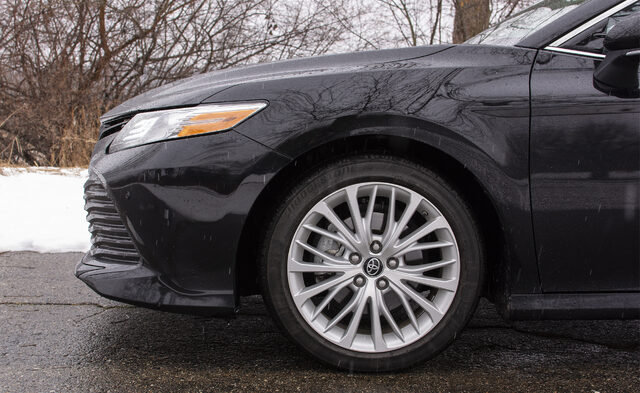 2020 Toyota Camry XLE V6 front wheel and fender detail
