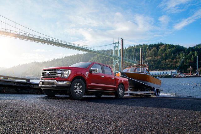 2021 Ford F-150 at mountain campsite with Airstream and campers