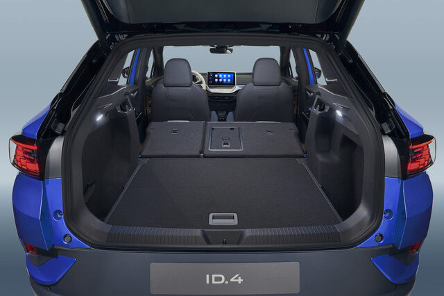 2021 Volkswagen ID.4 cargo area with rear seats folded flat