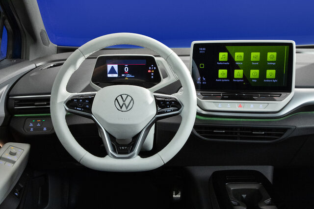 2021 Volkswagen ID.4 interior steering wheel and infotainment screen
